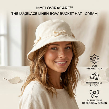 myeloviracare™ LuxeLace Linen Bow Bucket Hat