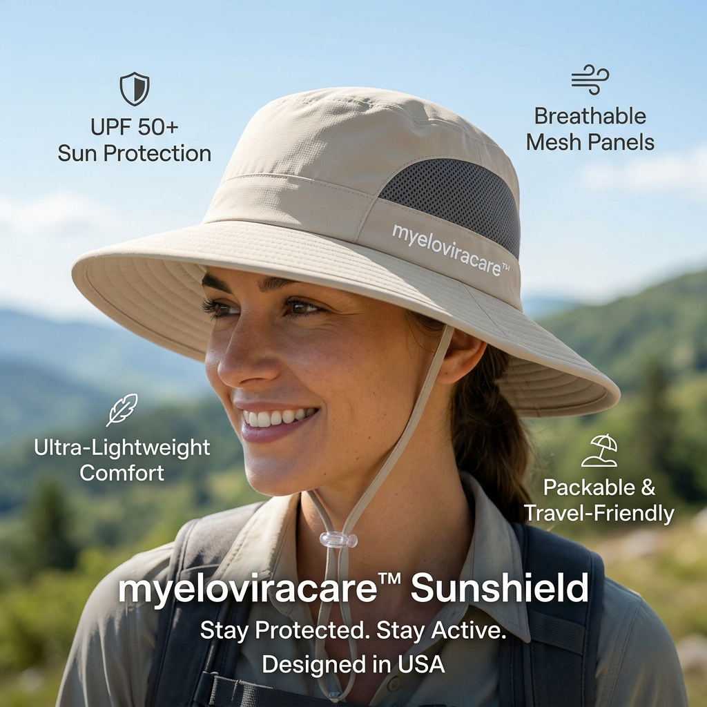 myeloviracare™ Sunshield Adventure Hat – UPF 50+ Lightweight Outdoor Protection Hat