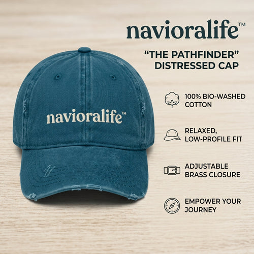 navioralife™ The Pathfinder™ Distressed Cap – Vintage Washed Everyday Adventure Hat