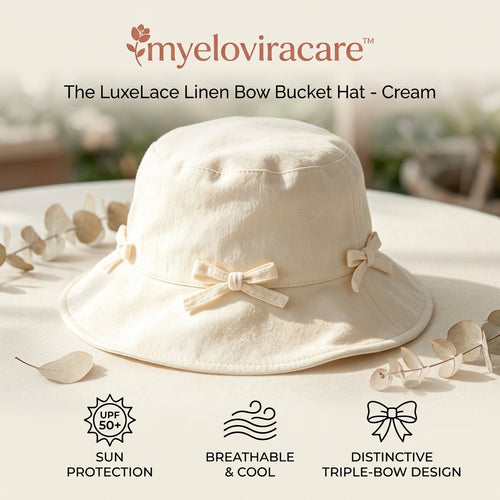 myeloviracare™ LuxeLace Linen Bow Bucket Hat
