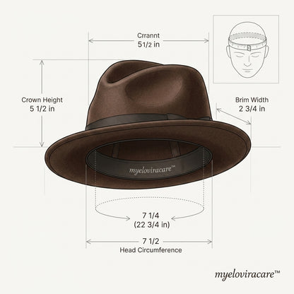myeloviracare™ Signature Heritage Fedora – Premium Classic Style Hat with Tailored Fit